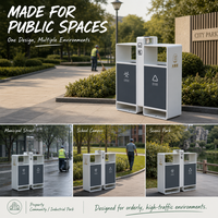Poubelle de parc à base stable en acier thermolaqué pour l'utilisation en collectivité et sur campus