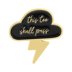 Este también pasará amor esmalte Pin nube oscura relámpago citas inspiradoras broche mochila solapa insignia joyería regalo al por mayor - Product Image 6