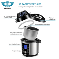 Appareil de cuisine multifonctionnel électrique grande capacité 6L avec 2 couvercles, écran LCD, friteuse à air 2-en-1 sans huile et autocuiseur domestique