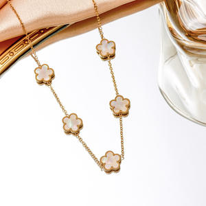 สร้อยคอแฟชั่นขายส่งสุดฮอต 13 มม. ลายโคลเวอร์นำโชค ชุบทองคำแท้ 18k สร้อยคอสแตนเลส สำหรับลูกค้า VIP เท่านั้น - Product Image 3