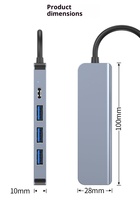 Hub multiport 5 ports Type C en alliage d'aluminium, 4K HDTV, alimentation 100W PD, USB 3.0, station d'accueil portable pour ordinateur portable PC, en stock
