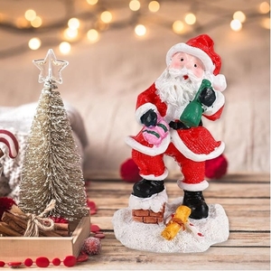 <span class=keywords><strong>Chimenea</strong></span> Navideña de Resina con Estatua de <span class=keywords><strong>Santa</strong></span> Claus, Decoración Navideña para el Hogar, Artesanía de Resina - Product Image 2