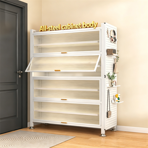 Étagère de rangement multi-niveaux en acier au carbone, moderne, autoportante, anti-poussière, grande capacité pour cuisine et salon - Product Image 1