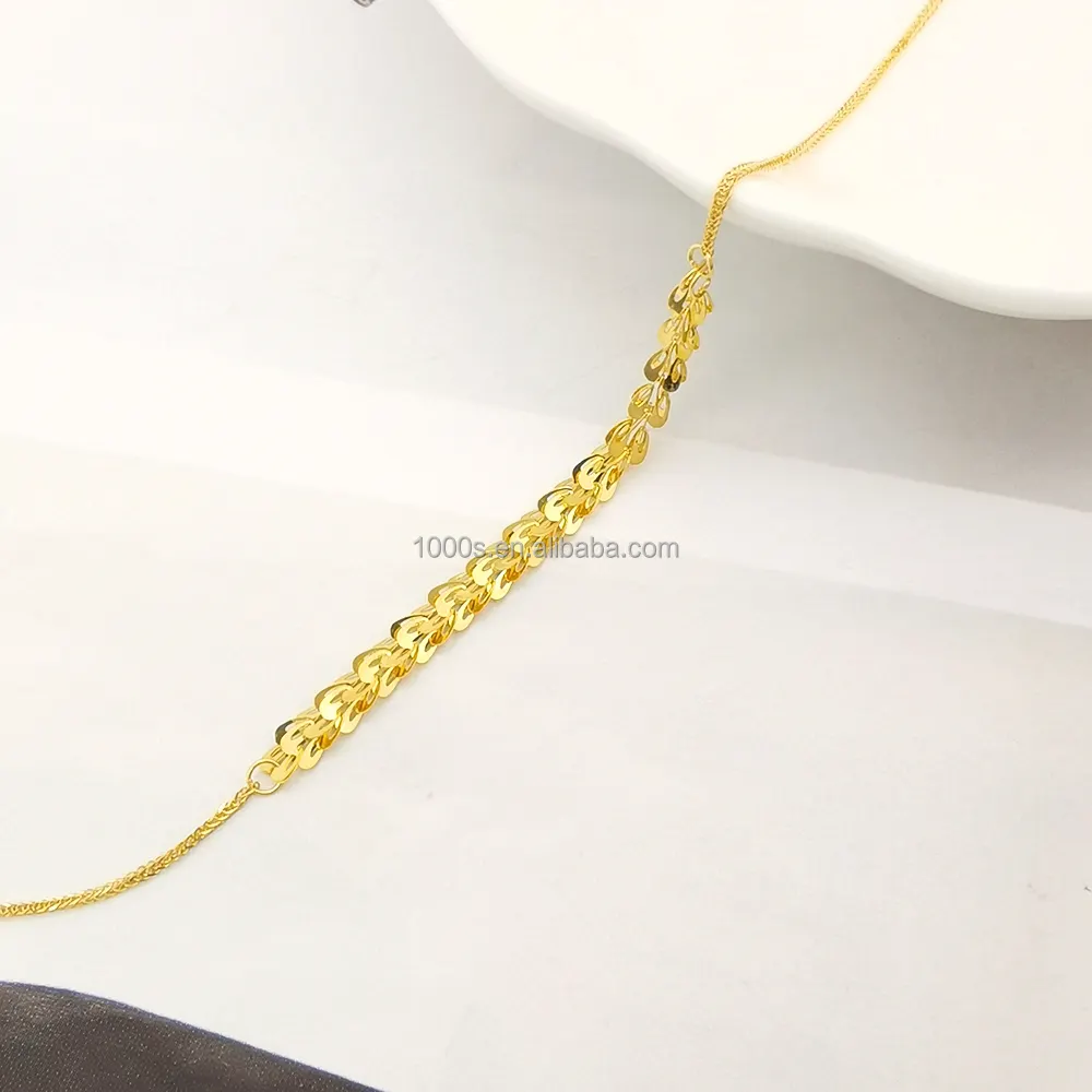 Mode Damen Zierlichkeit AU750 18 K echtes Massivgold Perlen-Armband Armband Schmuck 18 K Goldarmbänder