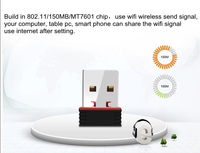 Adaptor Wifi Nirkabel USB Dongle Eksternal, Kartu Jaringan Ethernet 802.11n 150 Mbps MT7601 8188 IEEE untuk Komputer PC MAC Windows
