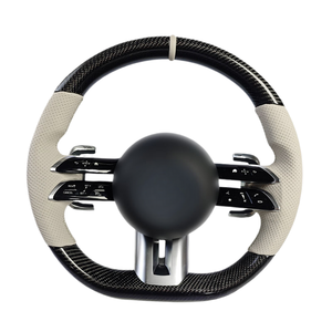 Volant en cuir beige modifié en fibre de carbone pour Mercedes Benz C GLC E S CLS <span class=keywords><strong>AMG</strong></span> ZC-223-T2-GW - Product Image 1
