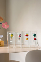 Ins Wind Verre Drinkware Creative Red Square Hot Air Montgolfière Tasse Petit-déjeuner et lait Tasse