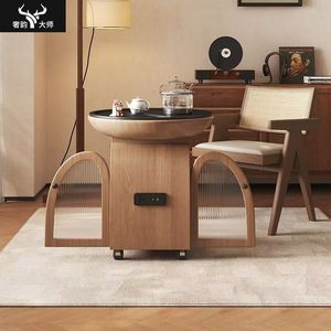 Small Apartment Movable Tea <b>Table</b> With Kettle Mid Range Style Designer Solid Wood Balcony Living Room - Product Image 5