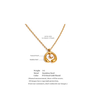 JINYOU 1826 Exquisito Collar con Colgante Geométrico de Acero Inoxidable Chapado en Oro, Collar de Cadena para Mujer con <span class=keywords><strong>Perla</strong></span> Simulada - Product Image 6