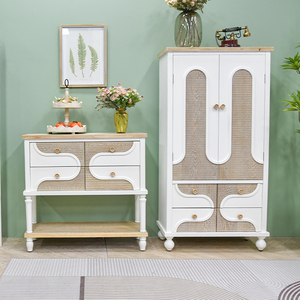 Console en bois massif blanc rustique, style nordique, meuble d'entrée pour salon avec étagère, idéal pour la maison de campagne - Product Image 3