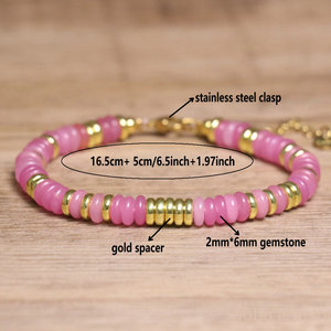 Pulsera Bohemio de Piedra para Mujer Cadenas de Acero Inoxidable Tejida a Mano Ajustable de Piedras Preciosas Naturales Elástica Estilo Boho con Cuentas - Product Image 4