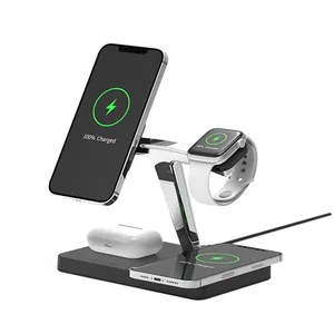 Estación de carga inalámbrica rápida 4 en 1, soporte con enchufe estadounidense, adecuado para iPhone 12 pro/XS/XR/8, para iWatch y airpods