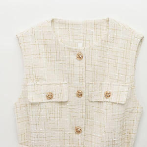 เสื้อกั๊กแขนกุดสไตล์ย้อนยุคสำหรับผู้หญิงเสื้อแขนกุดประดับลูกปัดเครื่องประดับแฟชั่นใหม่ฤดูใบไม้ผลิ - Product Image 4