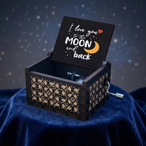 Carillon in Legno Colorato 'You Are My Sunshine' con Manovella Manuale, 'I Love You to the Moon and Back', Regalo Vintage - Product Image 6