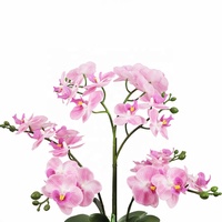 Meilleure vente de fleurs d'orchidées roses artificielles de 55cm de haut avec pot en ciment