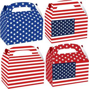 Paquet de 12 boîtes de friandises patriotiques pour la fête du drapeau américain Goodie Candy Present Boîtes recyclées pour le 4 juillet Jour de l'indépendance - Product Image 1