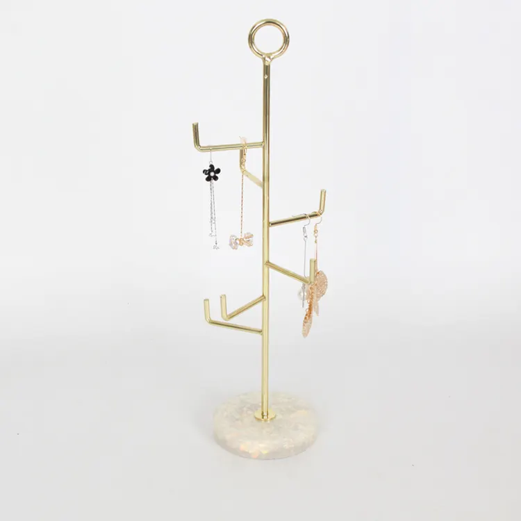 Jinnhome-Soporte colgante de Metal dorado para collar y pendientes, Exhibidor de joyas con bandeja de resina PP