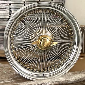 Velg Kawat Lurus Baru 20X8 Inci dengan 100 Jari-jari Standar Triple Gold, Termasuk 2 Spinner Batang dan Adaptor - Product Image 1