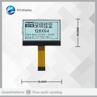 Layar LCD Grosir 12864 SJXD12864-1986 Ukuran Kecil Layar Dot Matrix Grafis Highlight Modul Layar COG Lampu Latar Putih