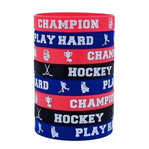 Bracelets en silicone pour le hockey, lot de 3, rouge, bleu, noir, imprimés, imperméables, pour le sport, la fête, la décoration, modèle rond - Product Image 3