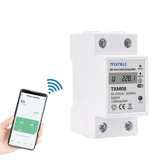 Tuya 60A Din Rail WIFI Smart Energy Meter Timer Power Monitor kWh Meter Wattmeter 110V 220V Smart Life Alexa Google Home Alice