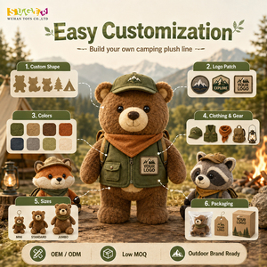 Jouets en peluche écologiques personnalisés de qualité supérieure pour le camping en forêt, pour les marques d'extérieur, vente en gros OEM ODM, faible MOQ, échantillonnage rapide - Product Image 2