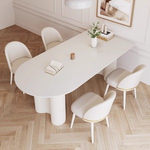 Juego de sillas de <span class=keywords><strong>mesa</strong></span> de comedor de isla <span class=keywords><strong>semicircular</strong></span> de lujo de estilo crema moderno para el hogar, Hotel, apartamento, restaurante, cafetería, diseño Simple - Product Image 4