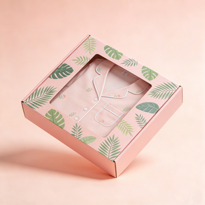 กล่องไปรษณีย์สำหรับจัดส่งชุดนอนสไตล์รีสอร์ทชายหาดสีชมพู ทำจากกระดาษคราฟท์คุณภาพสูง - Product Image 2