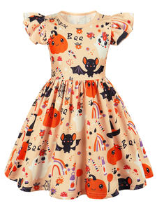 Maniche volanti elemento di natale di Halloween bambino ragazze vestito dinosauro gatti neri zucca <span class=keywords><strong>ragno</strong></span> stampa abiti <span class=keywords><strong>da</strong></span> strega - Product Image 2
