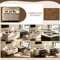 Vitrine de présentation de bijoux moderne, de haute qualité et durable, avec éclairage LED, îlot central pour bijoux de dressing, armoire de rangement dorée