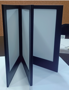 Porte-menu LED rechargeable en similicuir noir pour restaurant, avec 4 vues, pour vente en gros - Product Image 1