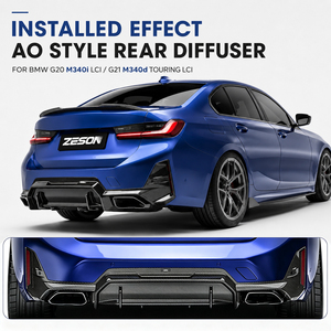 Difusor Trasero Estilo AO de Fibra de Carbono Real para <span class=keywords><strong>BMW</strong></span> Serie 3 G20 G21 <span class=keywords><strong>M340i</strong></span> M340d LCI Sedán Touring, Lip para Parachoques 2023+ - Product Image 2