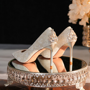 <b>Red</b> Sparkle Pointed Toe High <b>Heels</b> For Wedding Banquet Bride Bridesmaid Shoes 8777-10 - Product Image 2