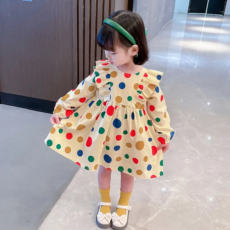 Ngọt ngào Hàn Quốc Polka Dot ren Đầm cho trẻ em và trẻ em gái