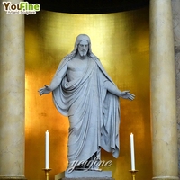 YOUFINE Statue de Jésus-Christ en marbre sculpté naturellement, pour l'extérieur, religieuse, catholique