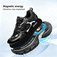 Baskets plateforme épaisses pour hommes, noires brillantes, en TPU et maille respirante, style streetwear oversize, chaussures décontractées pour la marche, vente en gros OEM