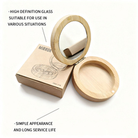 Miroir cosmétique rond pliable en bambou, miroir de maquillage compact, miroir de voyage, cadeau promotionnel, organisateur de bureau