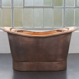 Baignoire autoportante ovale en cuivre, finition rustique, écologique, artisanat indien, pour adultes, spa de salle de bain - Product Image 1