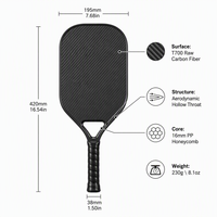 Raquette de pickleball Lingjun 16 mm Aero-hole Open Throat T700 en fibre de carbone brute, surface de friction professionnelle, raquette USAPA pour adultes, entraînement