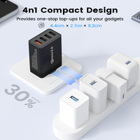 Chargeur mural multi-ports QC3.0, prise EU US UK AU, adaptateur de charge rapide USB 4 en 1 pour téléphone portable, écouteurs, adaptateur d'alimentation