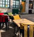 Nouvel arrivage de coussin de chaise chauffant en toile imperméable avec batterie USB graphène rechargeable pour terrasse d'hôtel coussin de siège chauffant pour restaurant