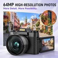 64MP 6K CMOS Sensörlü Dijital Kamera 3.0 inç Döner Ekran 16X Zoom WiFi AF Lityum Pil Selfie Vlog Kamerası Retro Tasarım Video TF Kart