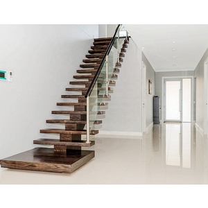 VIKO Modern tasarım ahşap merdiven hafif çelik Mono Stringer cam korkuluk ile merdiven - Product Image 6