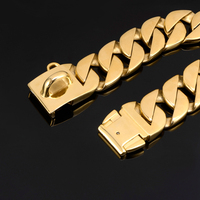 Großhandel Midas Dicke 43mm Große Edelstahl Starke Zuverlässige Prachtvolle Gold Kubanische Gliederkette Bully Dog Kette