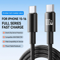 Câble de données de charge rapide Cantell 100W Type-C 5A, câble de charge Type-C vers Type-C en nylon tressé pour appareils iOS et Android