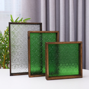 Bandeja de Almacenamiento para Decoración del Hogar, Bandeja de Té de Vidrio Estilo Japonés Retro, Mesa de Centro Rectangular de Madera Maciza, Plato para Frutas, Bandeja Pequeña - Product Image 1
