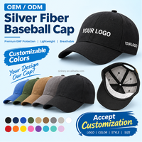 Casquette de baseball anti-ondes électromagnétiques personnalisée, doublure en fibre d'argent, coton, 6 panneaux, réglable avec fermeture auto-agrippante, pour sports de plein air et voyages