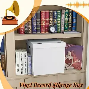 Custom Vinyl Record Storage Boxes White Record Storage Boxes With Removable Lid For Album Vinyl Records Collections Storage