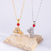 Collier en acier inoxydable plaqué or, résistant à la corrosion et à l'eau, avec motif d'ours, tendance sur TikTok, de la marque Fanhua Jewelry
