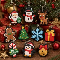Porte-clés personnalisé en PVC en forme de canne à sucre, fabrication OEM, vente en gros, en vrac, breloque de sac souple en caoutchouc pour Noël, fabricant de breloques de sac pour les fêtes de Noël